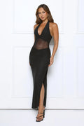 After Dark Affair Halter Maxi Dress Black