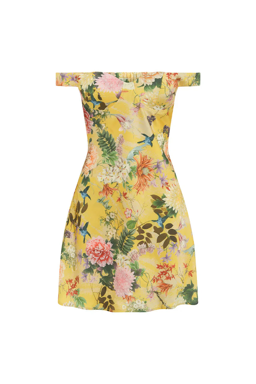 AVETA OFF SHOULDER MINI DRESS - KENDALL YELLOW