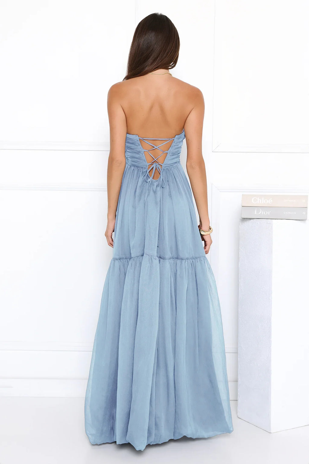 Unforgettable Style Strapless Maxi Dress Blue