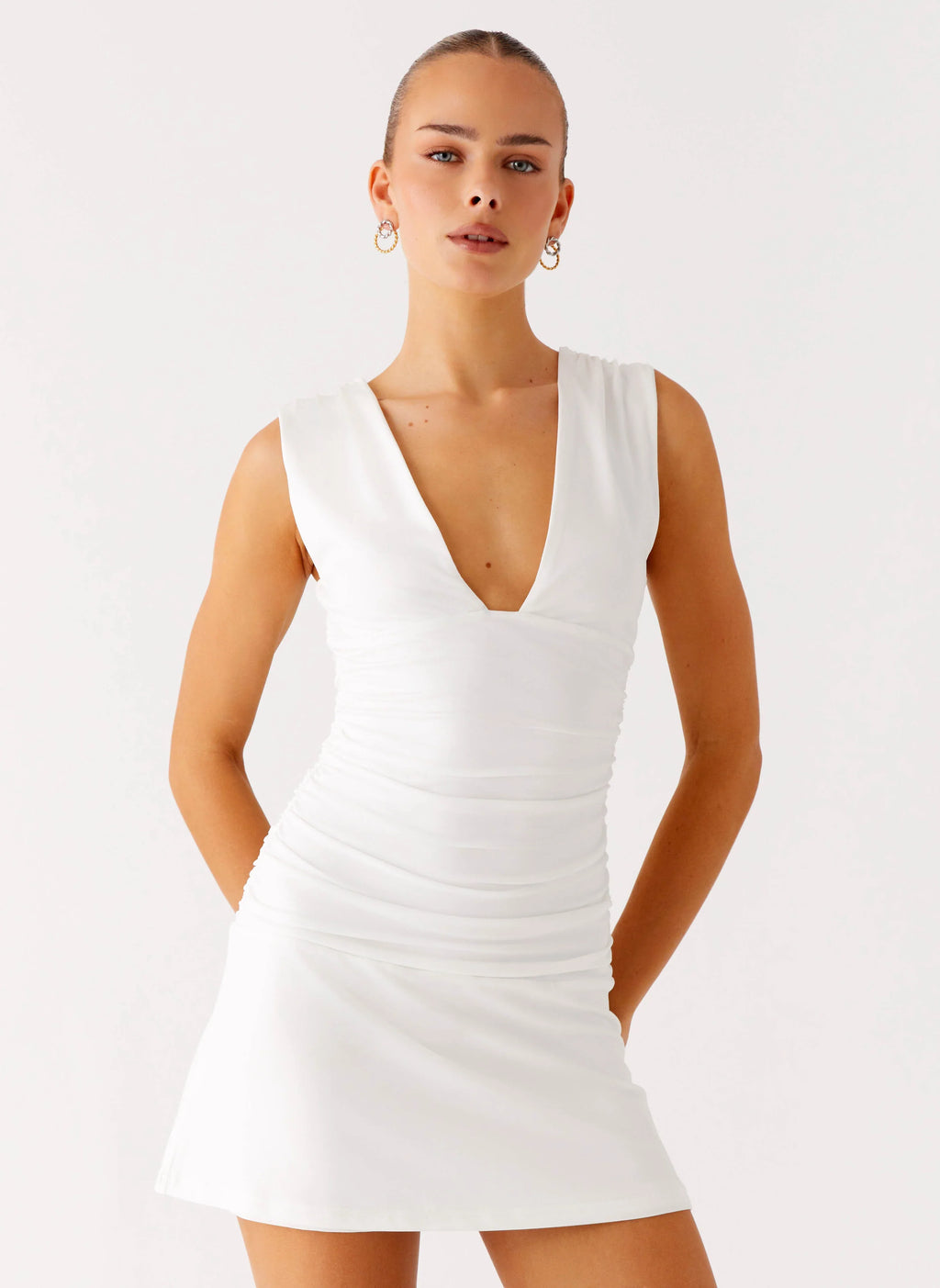 Cherry Sky Mini Dress - White