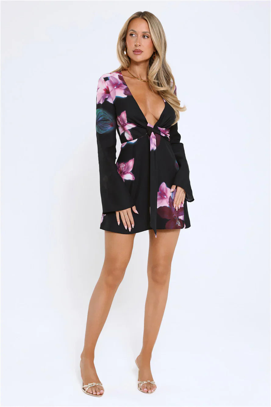 Twilight Bloom Dream Long Sleeve Mini Dress Floral