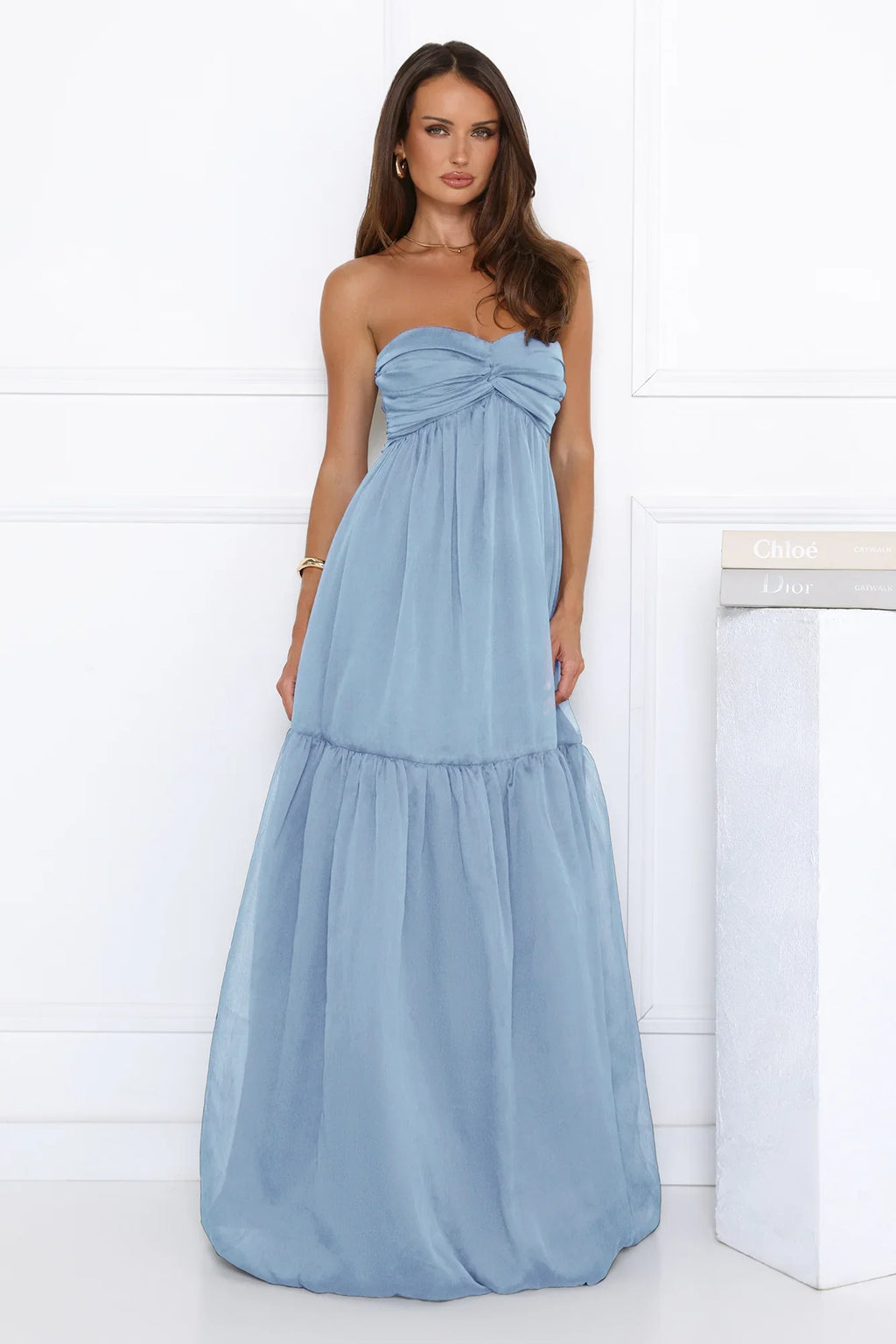 Unforgettable Style Strapless Maxi Dress Blue